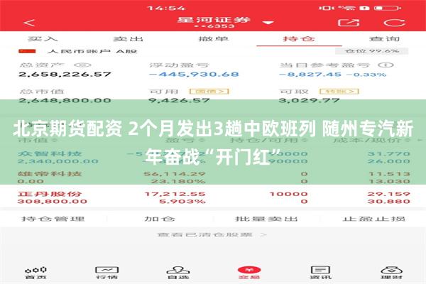 北京期货配资 2个月发出3趟中欧班列 随州专汽新年奋战“开门红”