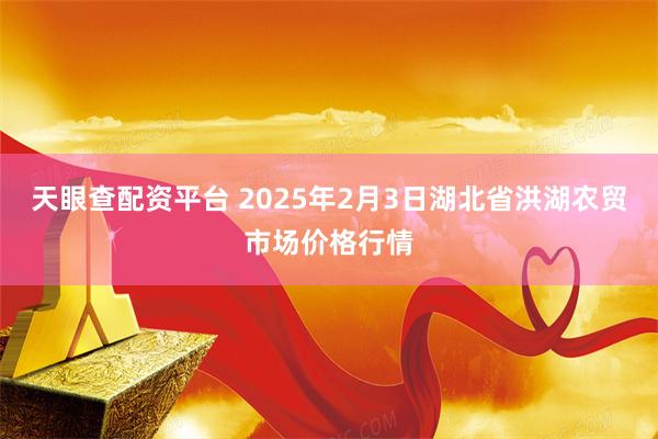 天眼查配资平台 2025年2月3日湖北省洪湖农贸市场价格行情